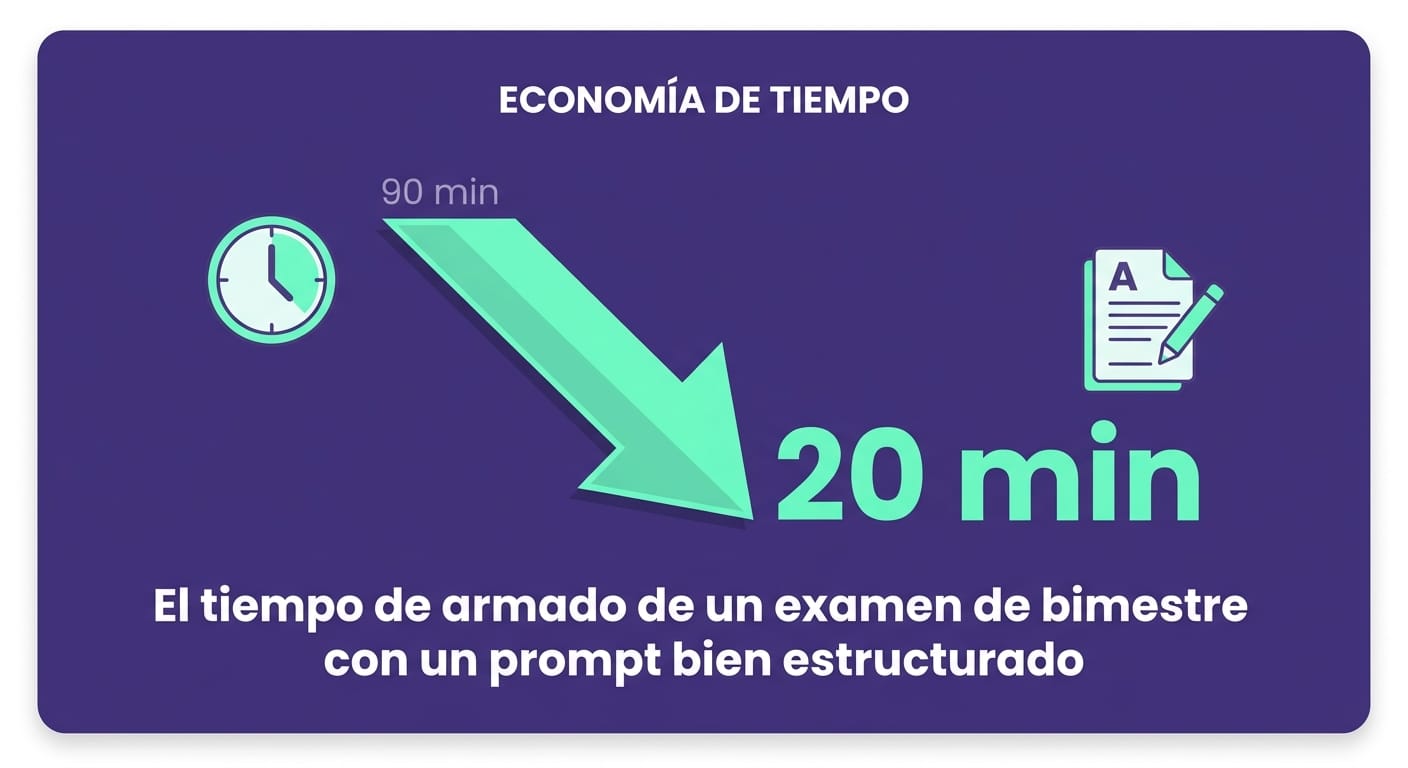 Tarjeta con el dato de reducción de tiempo en la creación de evaluaciones escolares con IA en Gamefik